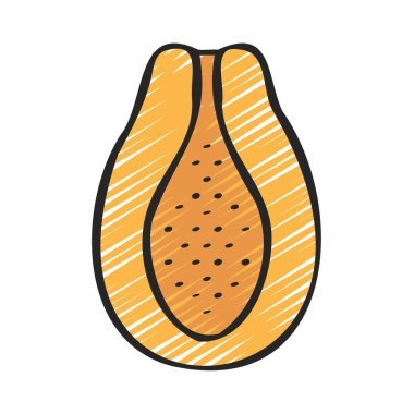 Papaya meyve yassı simgesi, vektör illüstrasyonu 