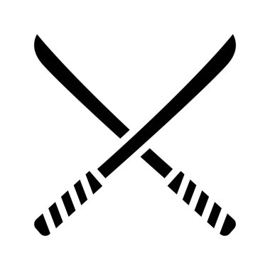 Katanalar Çakışan düz simge, vektör illüstrasyonu 