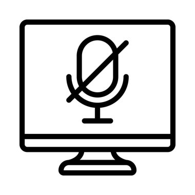Bilgisayar Mikrofon simgesi, vektör illüstrasyonuName 