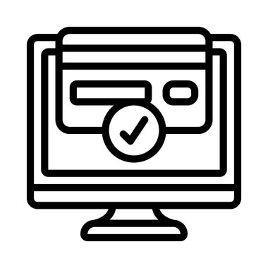 Bilgisayar Kabul Edilmiş Ödeme simgesi, vektör illüstrasyonu  