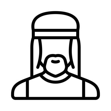 Hippi Erkek Avatar Web ikonu vektör illüstrasyonu