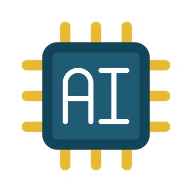 AI İşlemci simgesi, işlemci simgesi, vektör illüstrasyonu 