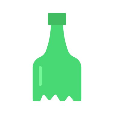 Ezilmiş şişe düz simgesi, vektör illüstrasyonu 