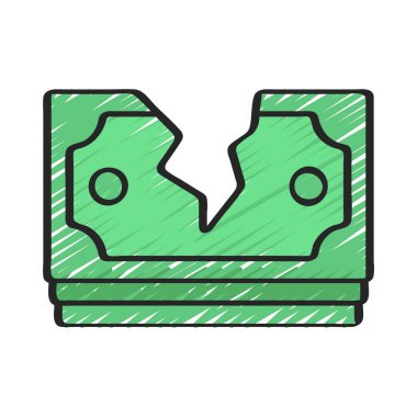 Kırık Not web simgesi vektör illüstrasyonu