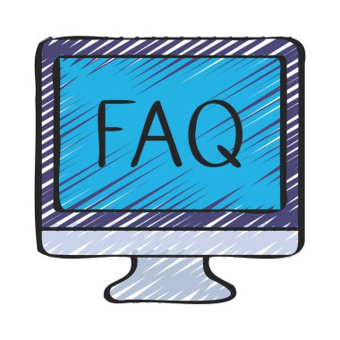 SSS Bilgisayar Ekran simgesi, vektör illüstrasyonu 