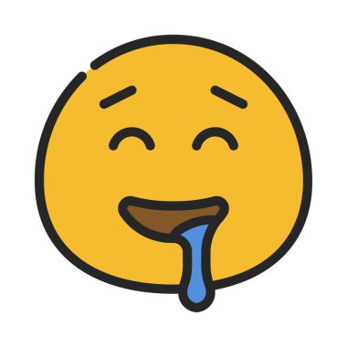 Damlayan duygu simgesi düz simge, vektör illüstrasyonu 