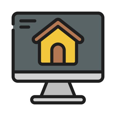 Bilgisayar Evi Tasarım simgesi, vektör illüstrasyonu 