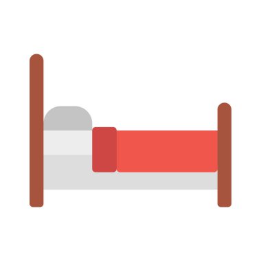 Yatak Tarafı Görünümü düz simgesi, vektör illüstrasyonu 
