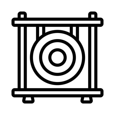 Old Gong düz simgesi, vektör illüstrasyonu 