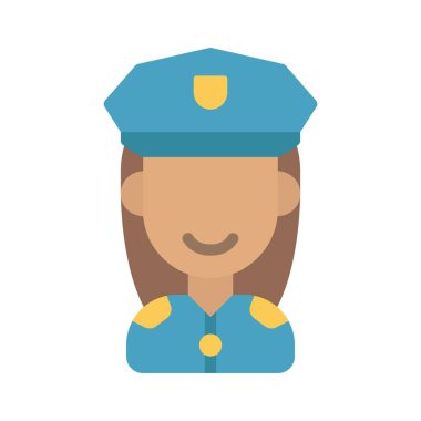 Polis Memuru Kadın simgesi, vektör illüstrasyonu                        