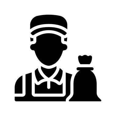 Çöp Toplayıcı Adam simgesi, vektör illüstrasyonu basit tasarım