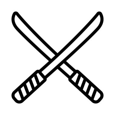 Katanalar Çakışan düz simge, vektör illüstrasyonu 