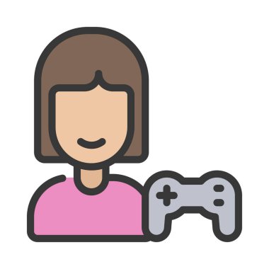 Oyuncu Kız simgesi, vektör illüstrasyonu basit tasarım