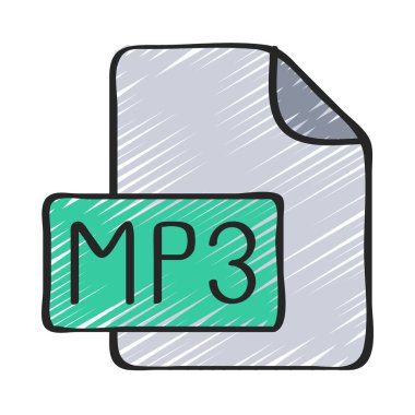 mp3 dosya simgesi, vektör illüstrasyonu