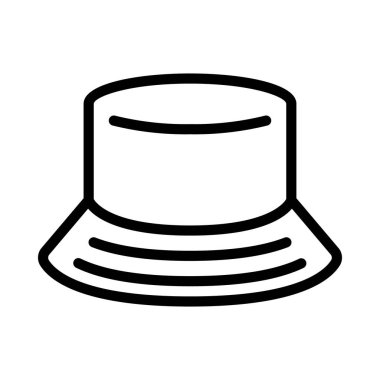 Beyaz arkaplanda Bucket Şapkası, vektör illüstrasyonu     