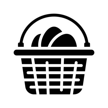 Yumurta sepeti simgesi, vektör illüstrasyonu basit tasarım