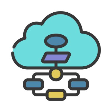 business Cloud Flowchart simgesi, vektör illüstrasyonu
