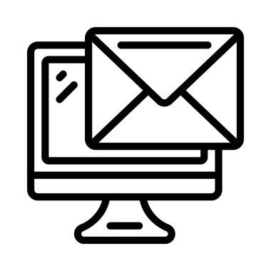 Bilgisayar E- posta simgesi, vektör illüstrasyonu