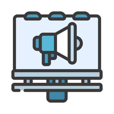 Billboard Pazarlama Web simgesi, vektör illüstrasyonu                      