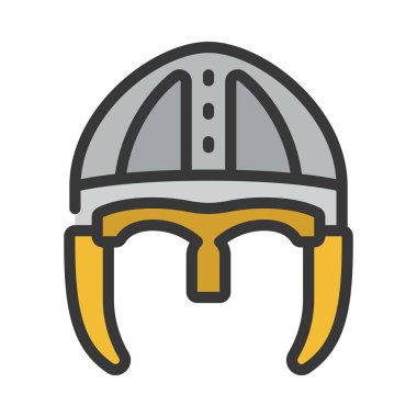 Ortaçağ Savaş Miğferi simgesi, vektör illüstrasyonu    