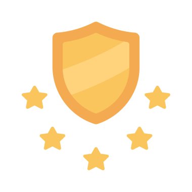 Kalkanın etrafındaki yıldızlar basit simge, vektör illüstrasyonu