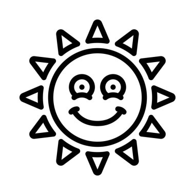 Happy Face Sun simgesi, vektör illüstrasyonu basit tasarım