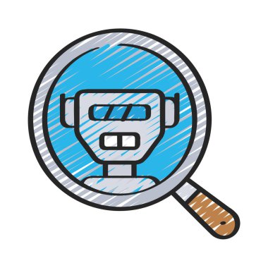 Robot arama simgesi, vektör illüstrasyonu  