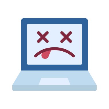 Ölü dizüstü simgesi, vektör illüstrasyonu 