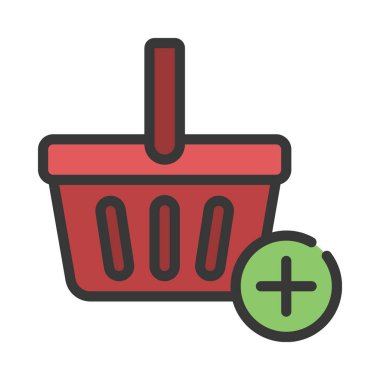 Basket web simgesi vektör illüstrasyonuna ekle