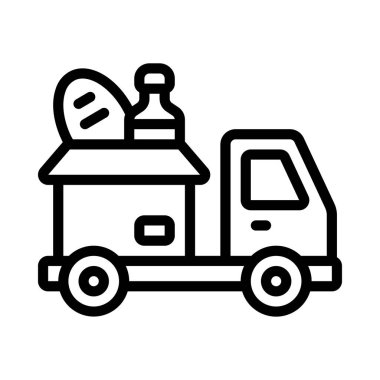 Yiyecek Bağışı Kamyonu simgesi, vektör illüstrasyonu 