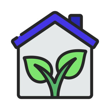 Bitki simgesi olan ev, vektör illüstrasyonu 