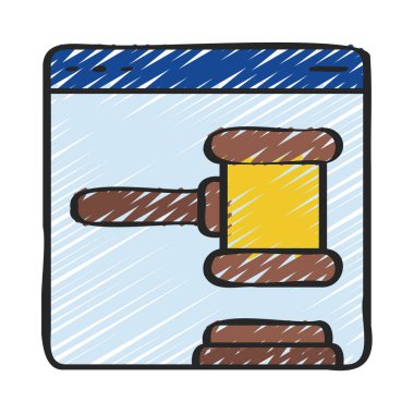 Çevrimiçi Hukuk simgesi, vektör illüstrasyonu basit tasarım