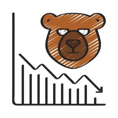 Bear Market simgesi, vektör illüstrasyonu basit tasarım