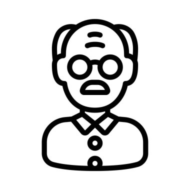 Yaşlı Adam Avatar web simgesi düz tasarım, vektör illüstrasyonu