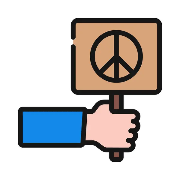 Hold Peace Picket Signer Illustration Vectorielle Icône Web — Image vectorielle