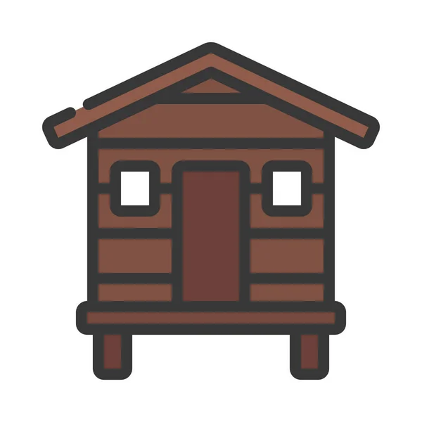 Playa Hut Icono Web Vector Ilustración — Archivo Imágenes Vectoriales