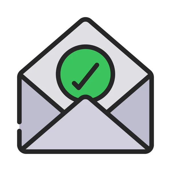 Correo Electrónico Aprobado Icono Aislado Sobre Fondo Blanco — Vector de stock