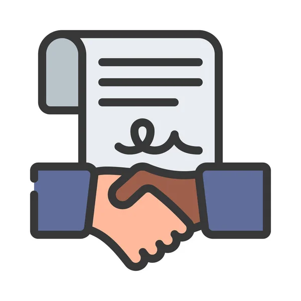 Contractual Agreement Handshake Web Icon Vector Illustration — Stock Vector