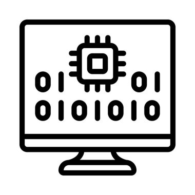 İkili Kod Bilgisayar simgesi, vektör illüstrasyonu 