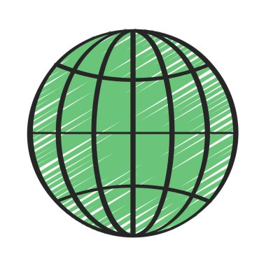 Beyaz arkaplanda dünya simgesi vektör illüstrasyonu 