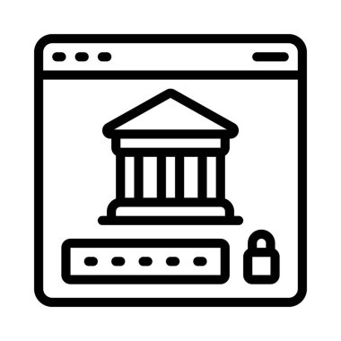 Çevrimiçi Bankacılık Giriş simgesi, vektör illüstrasyonu