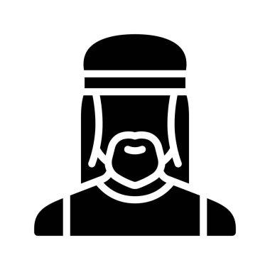 Hippi Erkek Avatar Web ikonu vektör illüstrasyonu