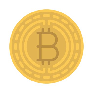Beyaz arkaplan, vektör, illüstrasyon üzerinde izole edilmiş bitcoin düz simgesi