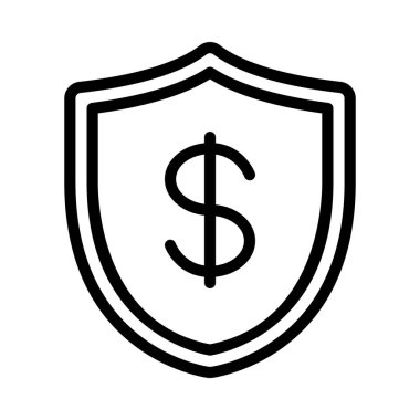 Para koruma kalkanı basit simge, vektör illüstrasyonu