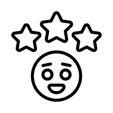 Yıldızlı müşteri gözden geçirme simgesi, vektör illüstrasyonu basit tasarım