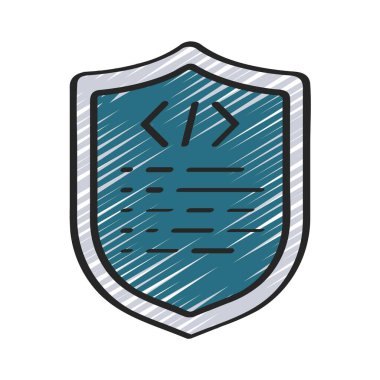 Korunan Kod web simgesi, vektör illüstrasyonu