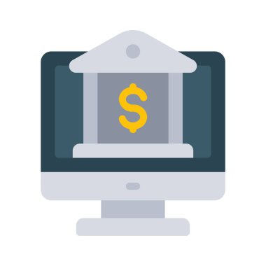 Çevrimiçi bankacılık ikonu vektör illüstrasyon grafik tasarımı. Banka Uygulaması  