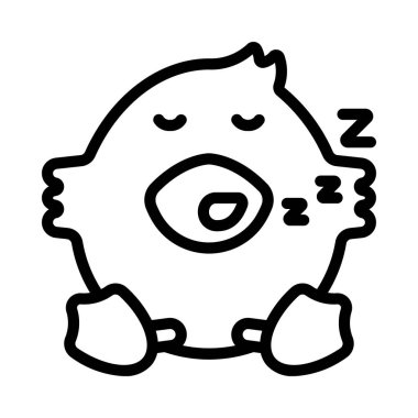 Uyuyan ördek yassı simgesi, vektör çizimi 