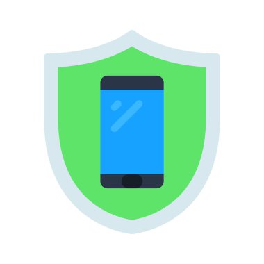 Kalkan simgesi, vektör illüstrasyonlu cep telefonu