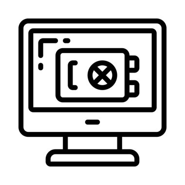 Çevrimiçi Güvenli Simge Basit Vektör İllüstrasyonu